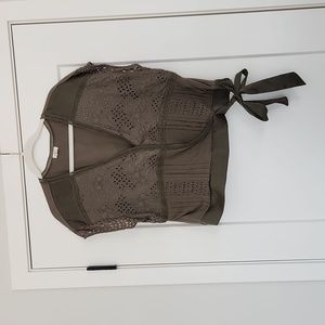 Tiny Anthropologie olive green short sleeve blouse